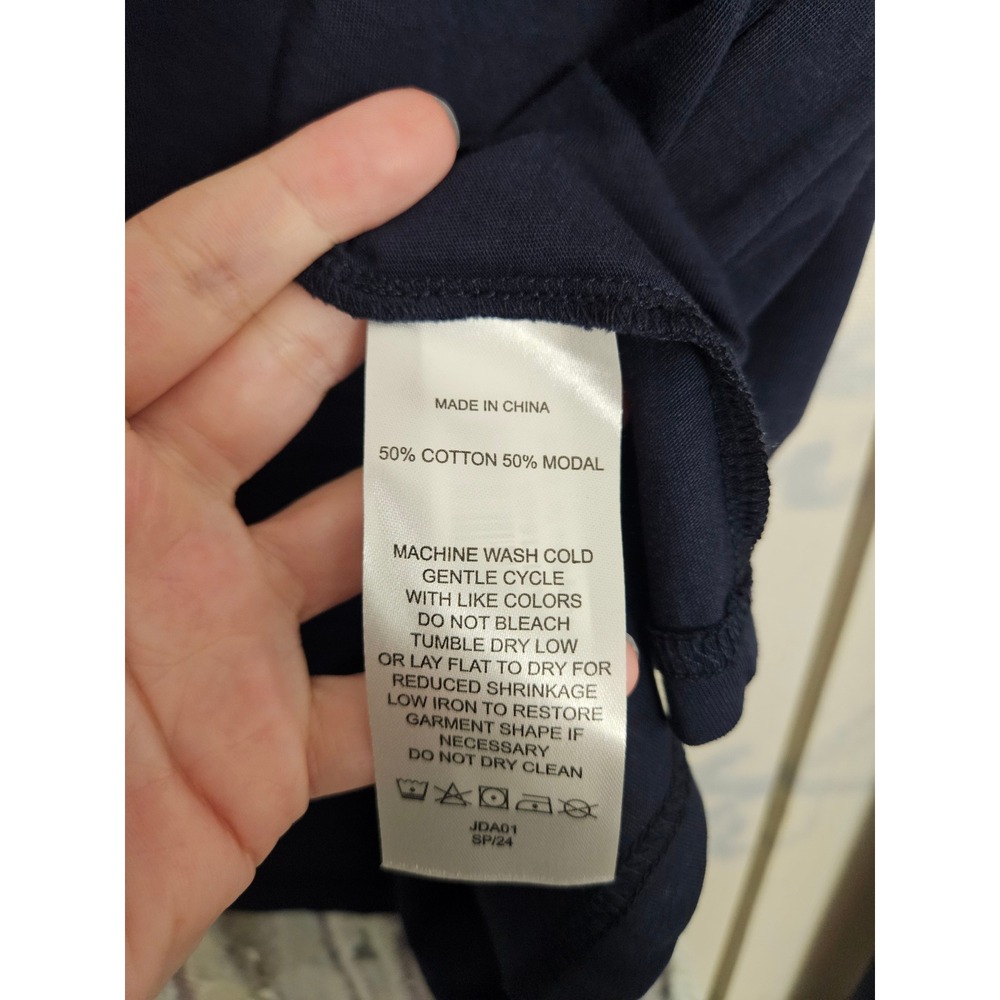 Quince Cotton Modal Relaxed Long Sleeve Tee Navy Blue Mens Medium - Picture 4 of 8
